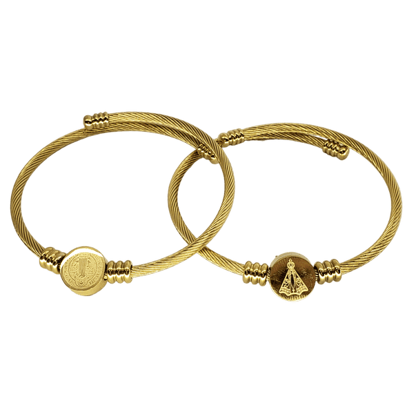Pulseira- Pingente-São Ben-dourado-aço inox