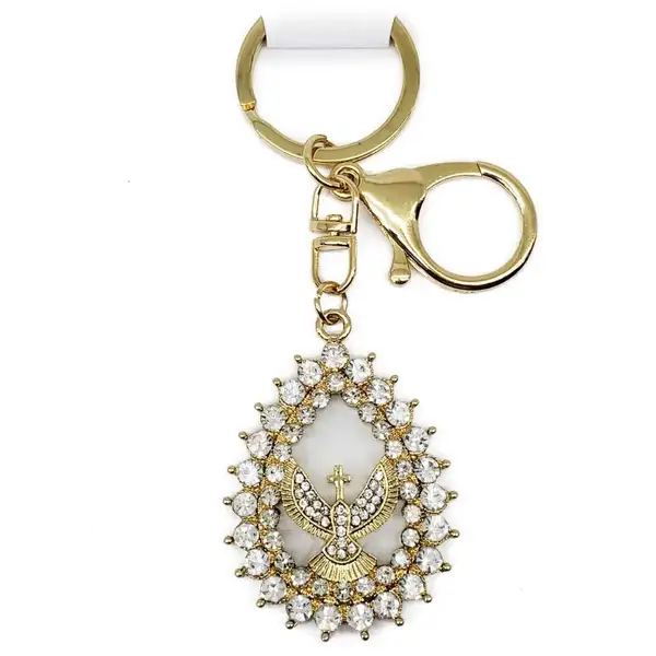 Chaveiro-Nossa-Senhora-Aparecida-02552 Chaveiro Dourado Divino Espírito Santo Luxo P/ Bolsa Chaves