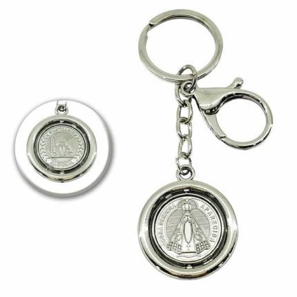 Chaveiro Nossa Senhora Aparecida Giratório - Chaveiro Religioso em Metal Prata