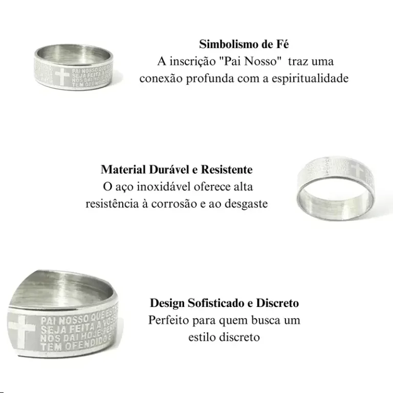 Anel Aco Inox Pai Nosso AC01