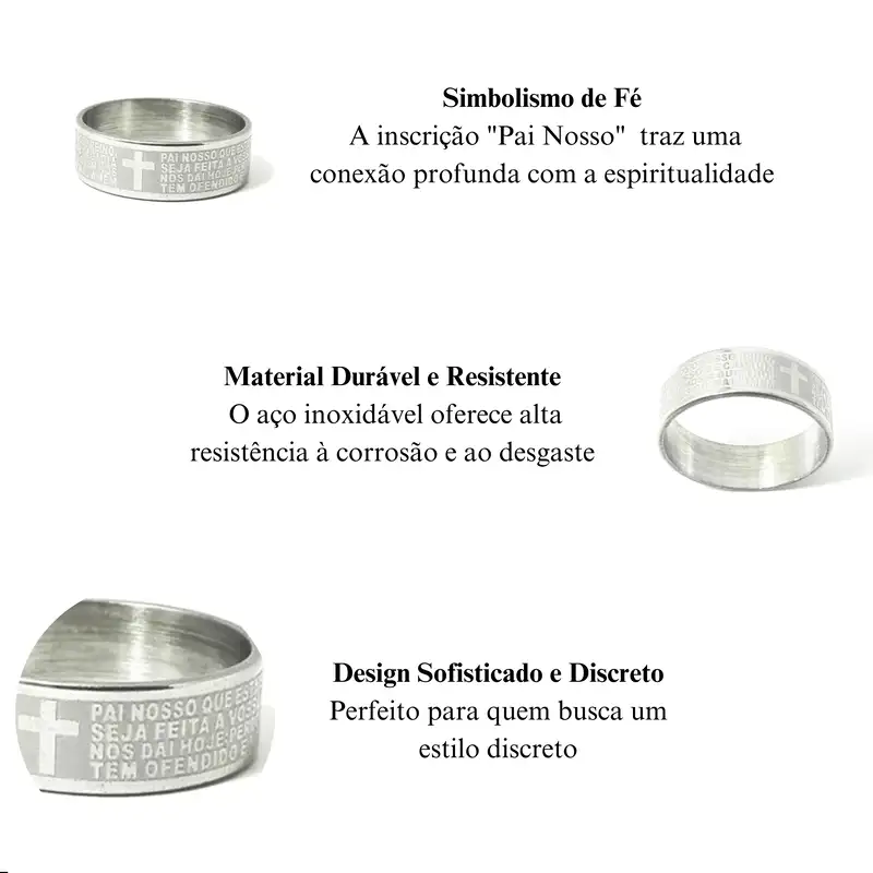 Anel Aco Inox Pai Nosso AC01
