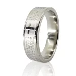 Caixa C36 Anel Aliança Pai Nosso 6mm Oração Aço Inox