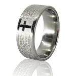 Caixa Com 36 Anel Pai Nosso 8mm Oração Aço Inox