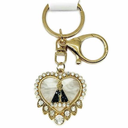 Chaveiro Nossa Senhora Aparecida Coraçao com Strass