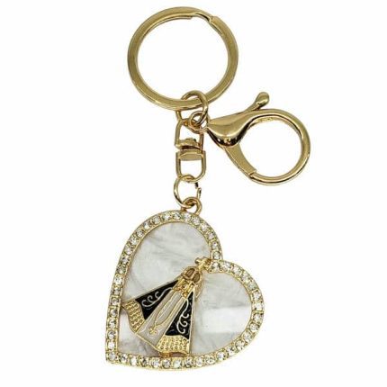 Chaveiro Nossa Senhora Aparecida Coraçao com Strass