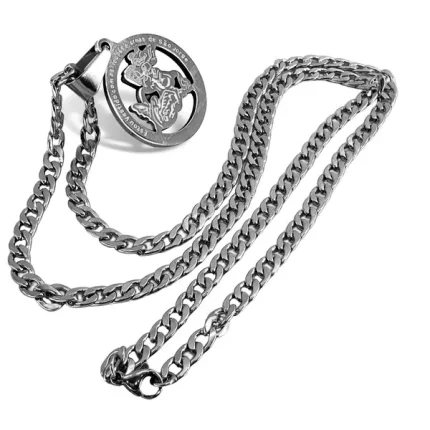 Corrente em Aço Inoxidável com Pingente São Jorge Prata