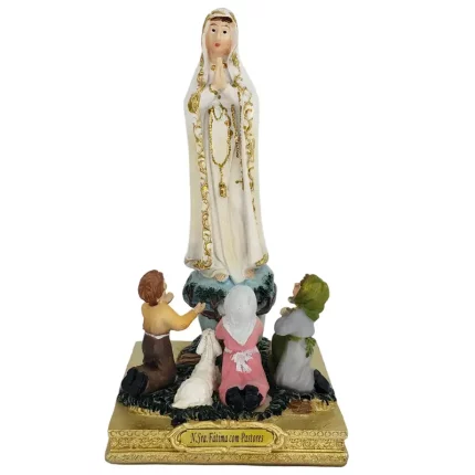 Imagem Nossa Senhora De Fátima 20cm Com Pastores Resina