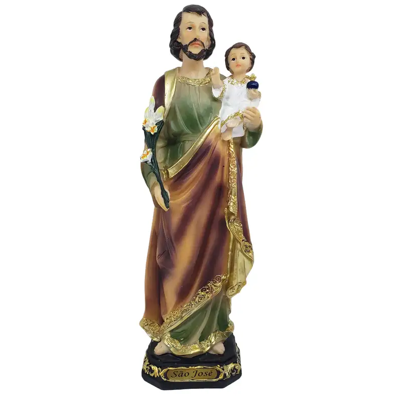 Imagem São José Resina Importada 30cm Acabamento Fino Colorido Imagem de São José em Resina Importada 30cm com Acabamento Fino Colorido