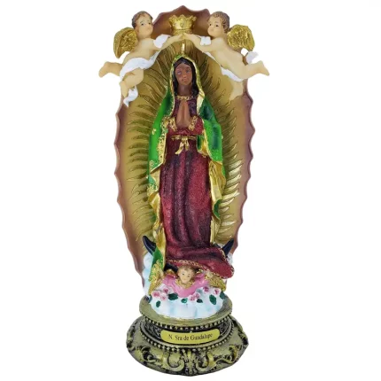 Imagem de Nossa Senhora de Guadalupe 20cm em Resina Colorida Importada