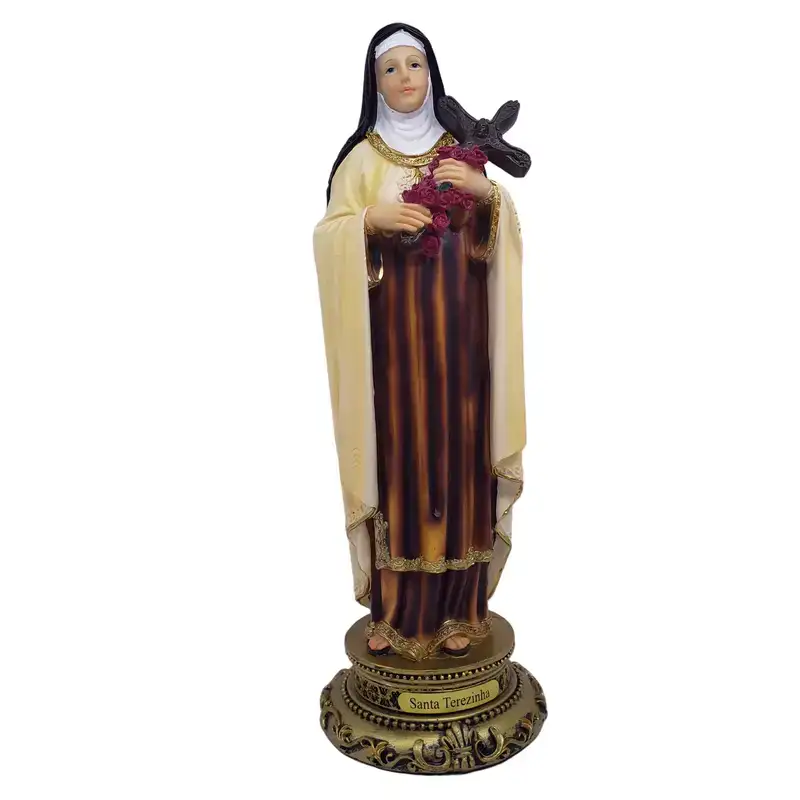 Imagem de Santa Terezinha 30cm em Resina Importada - Decorativa Religiosa Imagem de Santa Terezinha 30cm em Resina Importada - Decorativa Religiosa