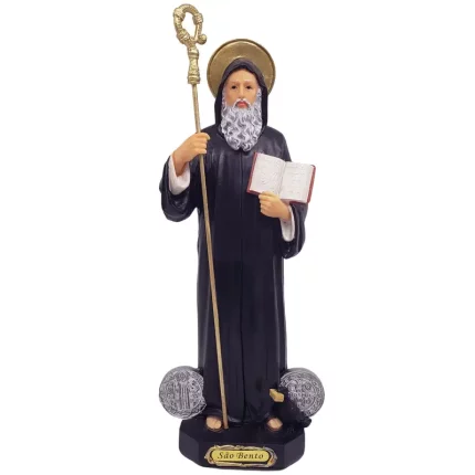 Imagem de São Bento em Resina 30cm - Decorativa Religiosa
