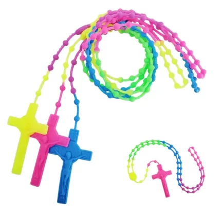 Terço de Borracha Colorido Infantil - Fé e Diversão para Crianças