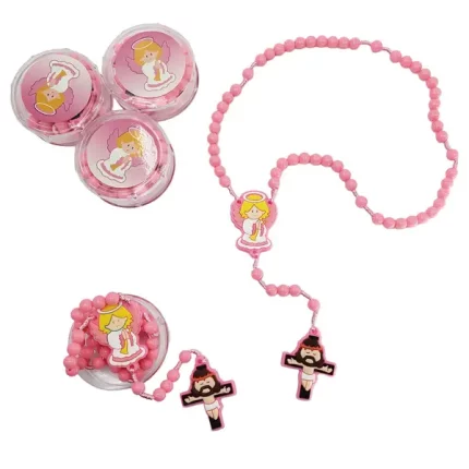 Terço Infantil Rosa Anjinho Entremeio de Borracha