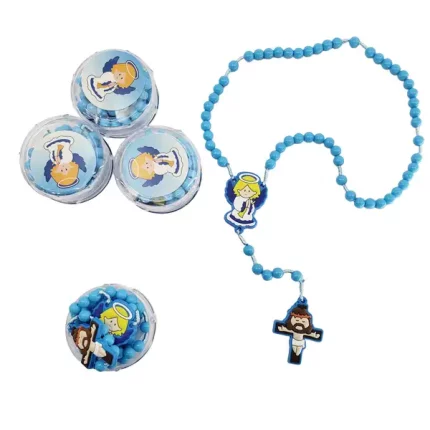 Terço Infantil Azul Anjinho Entremeio de Borracha