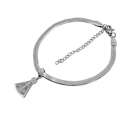Pulseira de Nossa Senhora Aparecida em Aço Inox - 3mm Laminada