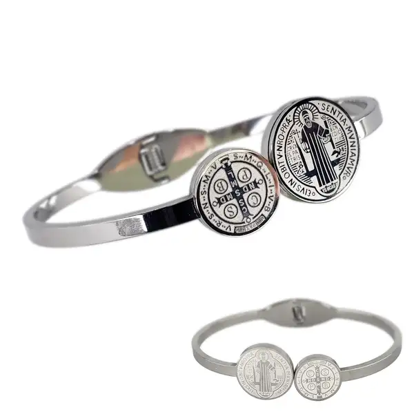 Bracelete São Bento Prata Aço Inoxidável