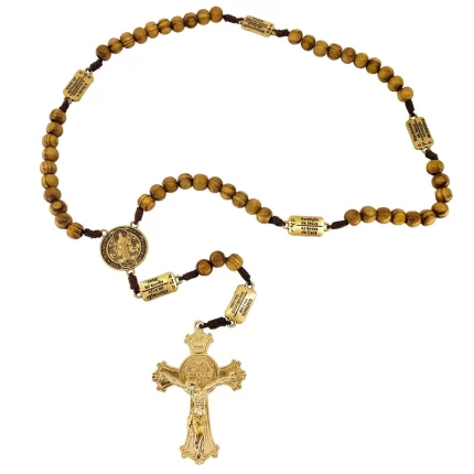 Terço contemplação dos mistérios Madeira e metal