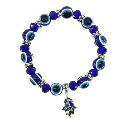 Amuleto Poderoso Pulseira Hamsá e Olho Grego para Afastar Mau-olhado