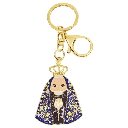 Chaveiro Infantil Nossa Senhora Aparecida Mosquete dourado com Strass
