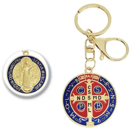 Chaveiro Medalha Escudo São Bento Em Metal dourado