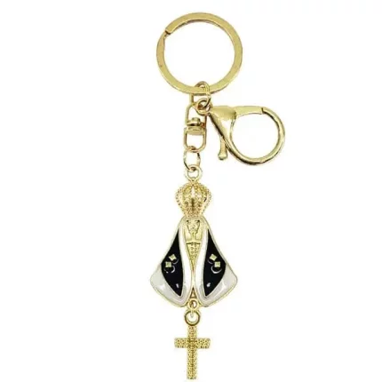 Chaveiro Nossa Senhora Aparecida - Design com Rede Relevada e Strass Brilhantes