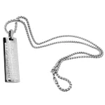 Colar Masculino Pingente com Oração do Pai Nosso e Nome Personalizado em Aço Inox