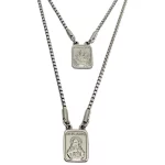 Escapulário Sagrado Nossa Senhora Do Carmo E Coração De Jesus Em aço inox-02