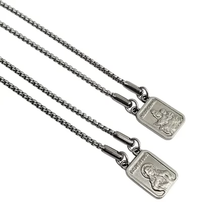 Escapulário Sagrado Nossa Senhora Do Carmo E Coração De Jesus Em aço inox