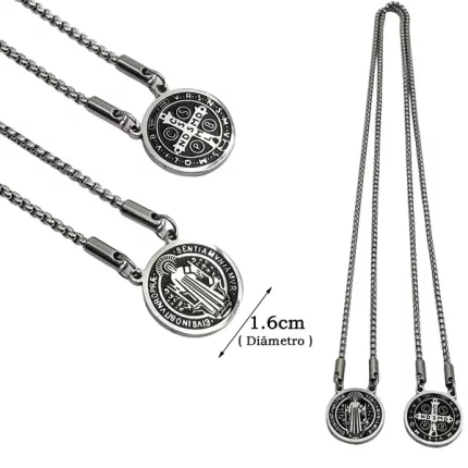 Escapulário frente e costas São Bento fundo Predo