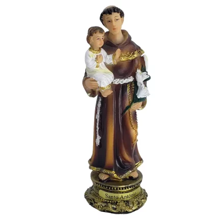 Imagem Pequena de Santo Antônio em Resina 13cm Presente e Devoção