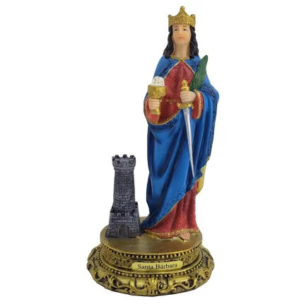 Imagem de Santa Bárbara 20cm Colorida com Detalhes Finos Resina Importada