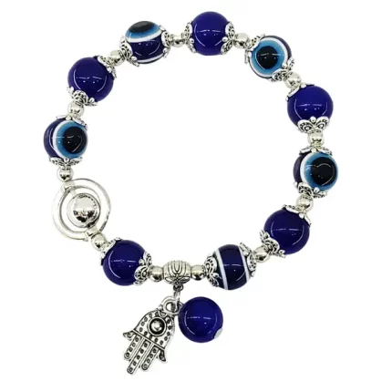 Presente com Significado Pulseira Olho Grego e Hamsá para Sorte e Proteção