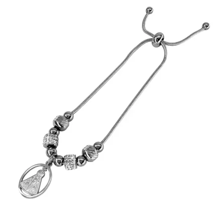 Pulseira Aço Inox com Strass Nossa Senhora Aparecida