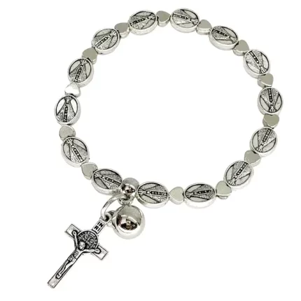 Pulseira Prata Medalha de Nossa Senhora Aparecida Pingente Cruz