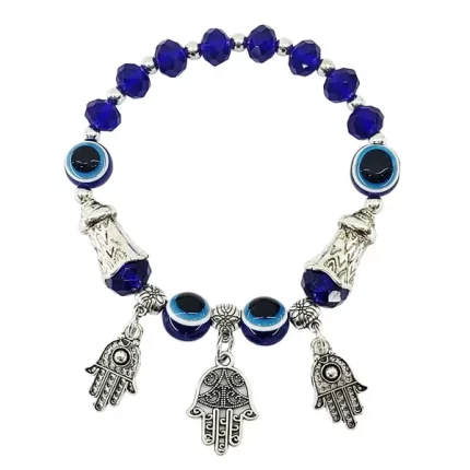 Pulseira da Sorte Estilosa Mão de Hamsá com Olho Turco para Proteção e Moda