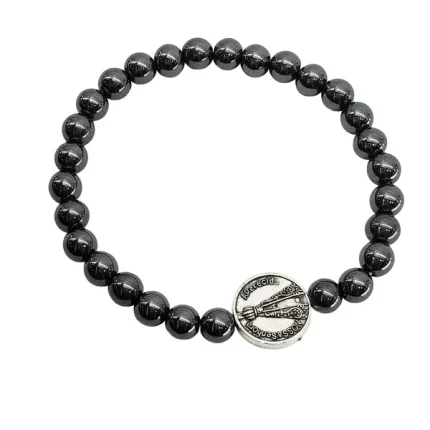Pulseira de Hematita Elástico Nossa Senhora Aparecida