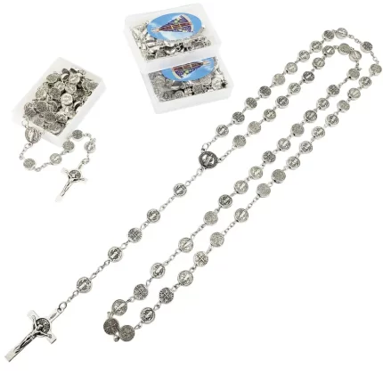 Terço Medalha de São Bento Metal Caixinha