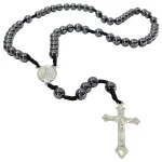 Terço de Proteção em Hematita 10mm com Medalha de Nossa Senhora Aparecida