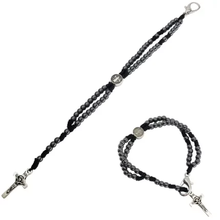 Terço de Pulso de São Bento em Hematita