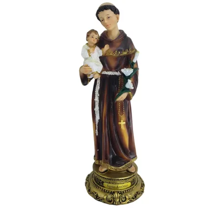 magem de Santo Antônio em Resina Importada 30cm Santo para Altar e Devoção