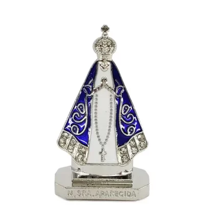 Imagem Nossa Senhora de Aparecida Santinha para Painel de Carro e Caminhão prata- 5cm