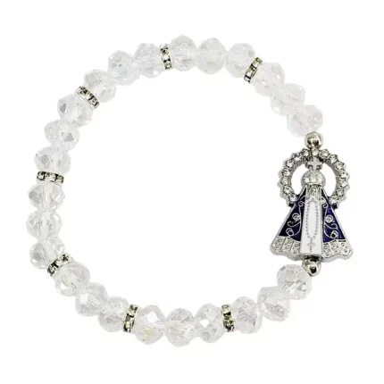 Pulseira Cristal N.s.Aparecida Com Resplendor Strass - Transparente