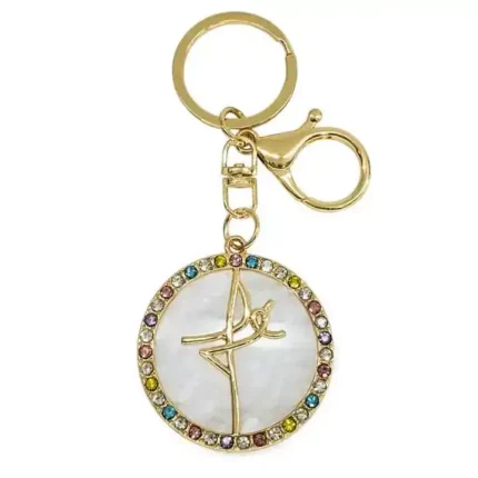 Chaveiro Fé com Strass Colorido e Mosquete Dourado