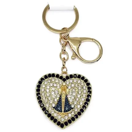 Chaveiro Nossa Senhora Aparecida Manto Strass Dourado Luxo Cor Dourado-escuro